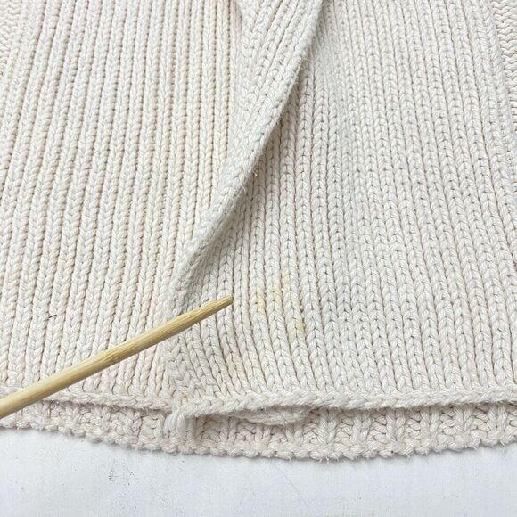 Open Front Cream Chunky Cable Knit Fisherman Sweater Peck & Peck Women's Med - Picture 2 of 9